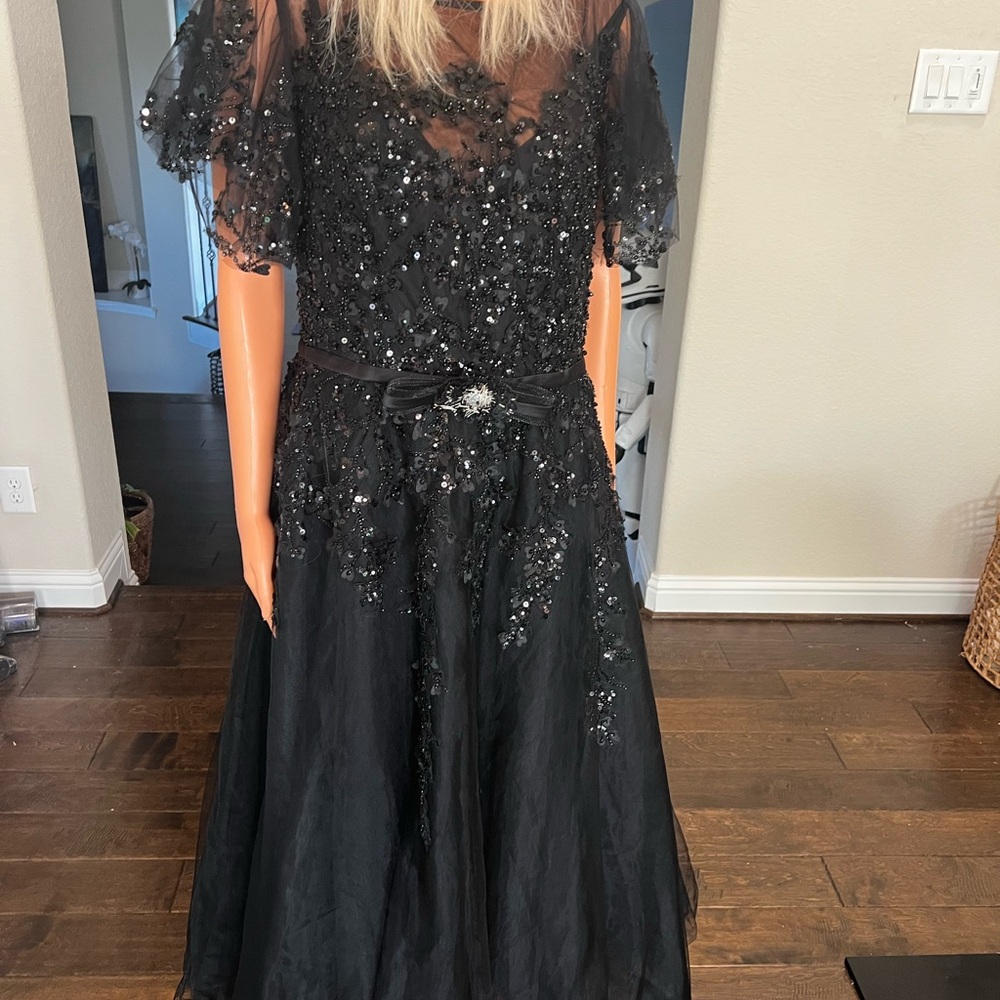 Mac Duggal Black Sequin Maxi Dress